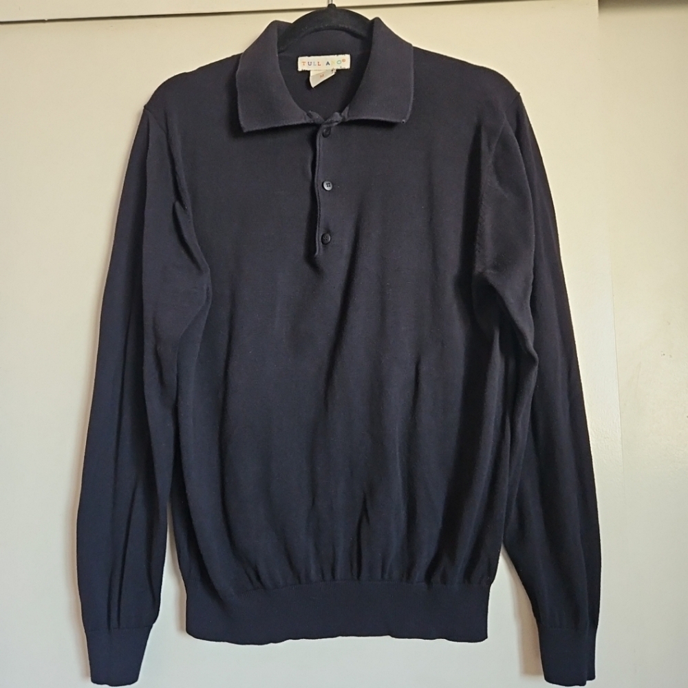 Tulliano Black Silk And Cotton Luxury Polo Sweater Size Medium